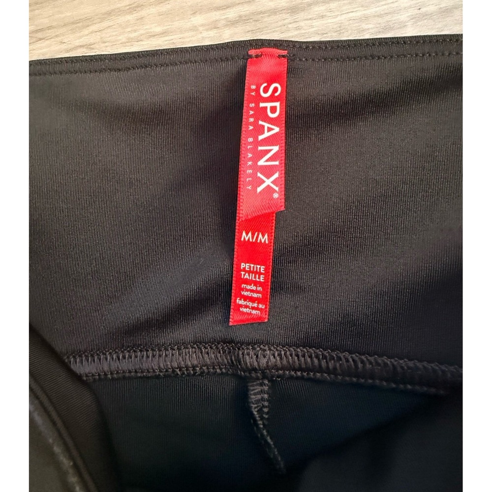 SPANX WOMENS BLACK FAUX LEATHER spackle leggings medium - Picture 11 of 12